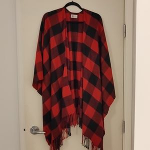 Red and Black Buffalo Check Blanket Shawl